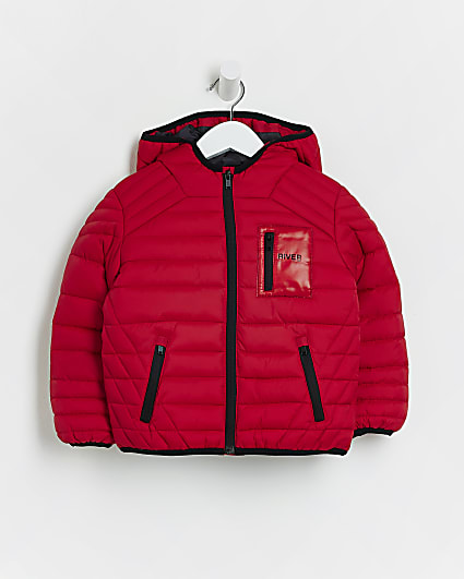 Mini  red hooded PADDED JACKET