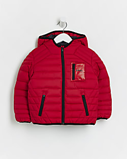 Mini  red hooded PADDED JACKET