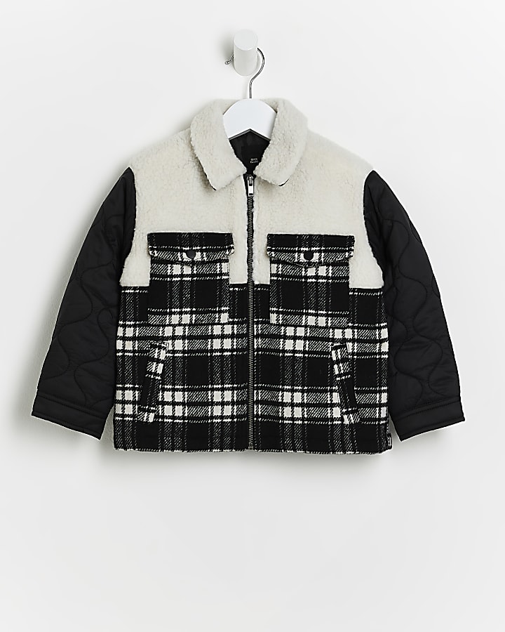Mini Black Check Borg Quilted SHACKET