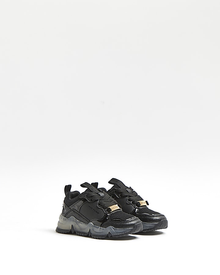 Mini black clear sole chunky trainers