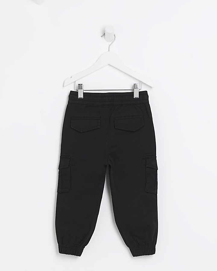 Mini Black cuffed Cargo Trousers