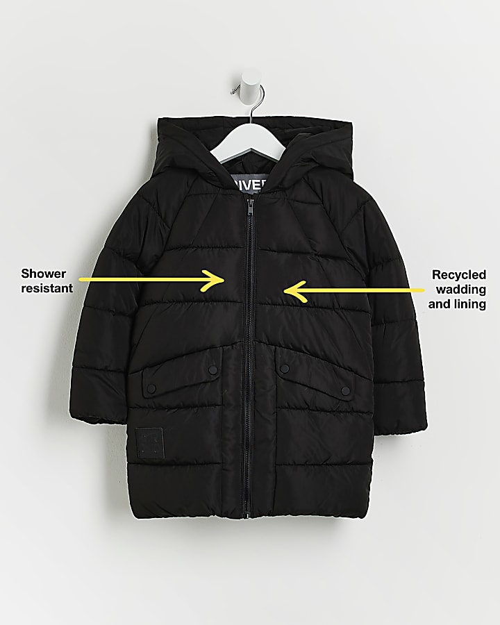 Mini black hooded puffer coat