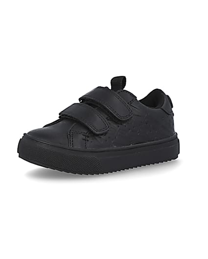 360 degree animation of product Mini black RI embossed trainers frame-1