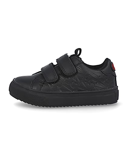 360 degree animation of product Mini black RI embossed trainers frame-3