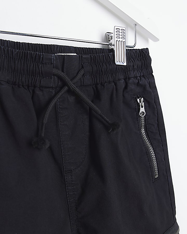 Mini Black Zip Cargo Trousers