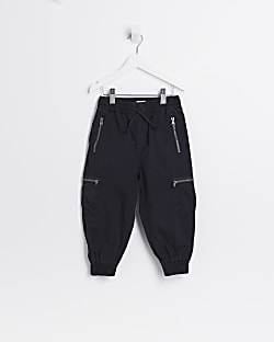 Mini Black Zip Cargo Trousers