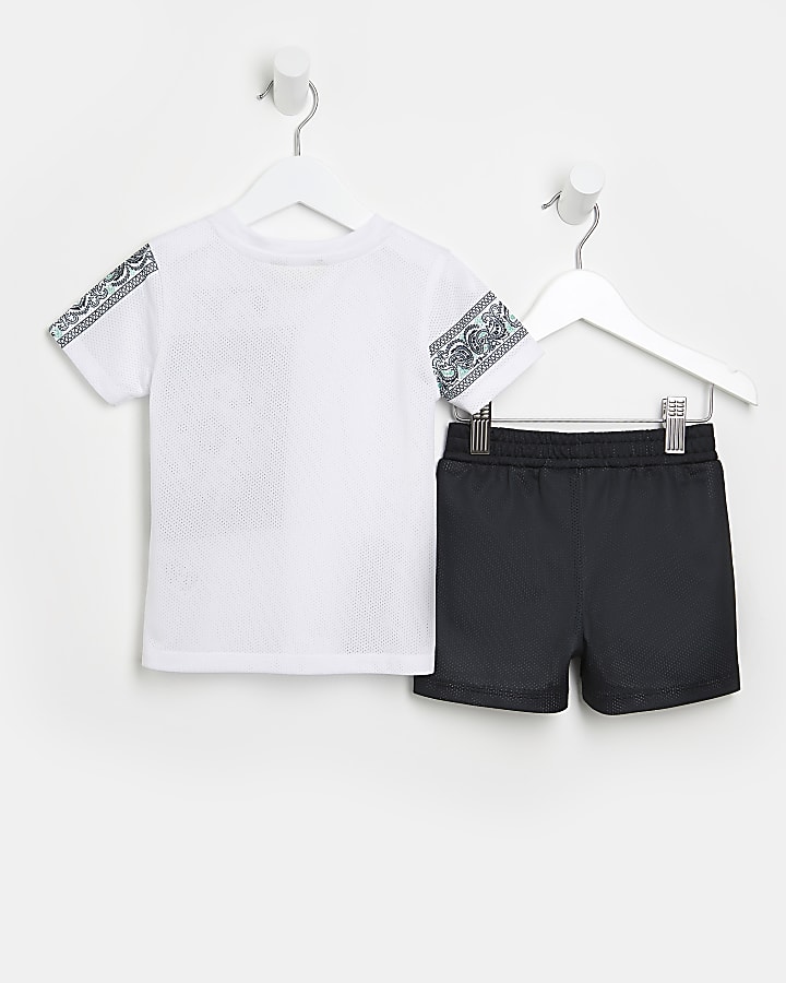 Mini boy white paisley mesh t-shirt outfit