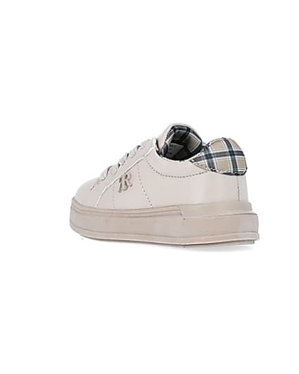 360 degree animation of product Mini boys Beige Check Lined Trainers frame-6
