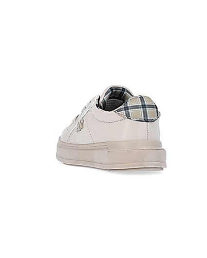 360 degree animation of product Mini boys Beige Check Lined Trainers frame-7