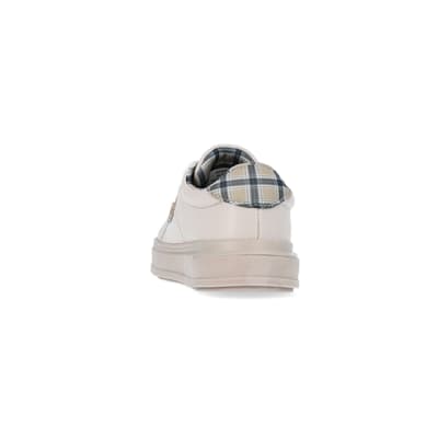 360 degree animation of product Mini boys Beige Check Lined Trainers frame-8