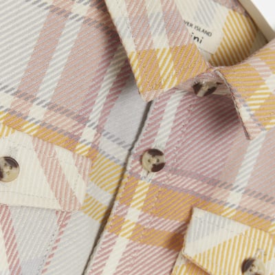 Mini boys beige check shacket
