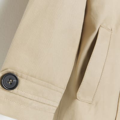 Mini boys beige hooded trench coat River Island