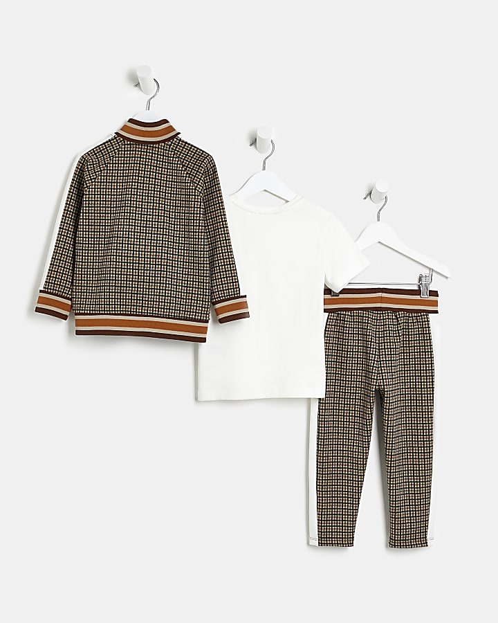 Mini boys Beige Maison Riviera checked outfit