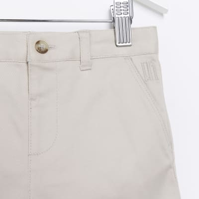 Mini Boys Beige Stretch Chino Shorts River Island