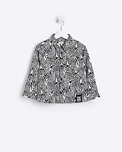 Mini boys black abstract print shacket