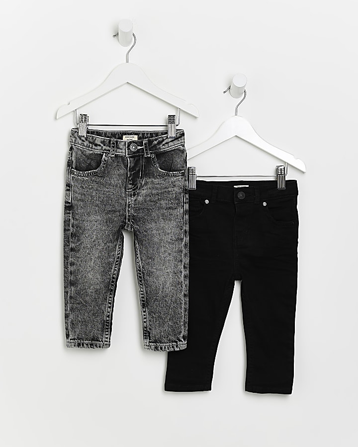 Mini boys Black and Grey Skinny Jeans 2 Pack