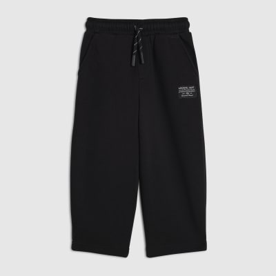 Mini Boys Black Barrel Leg Joggers