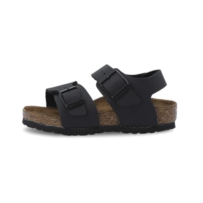 360 degree animation of product Mini boys black Birkenstock sandals frame-3