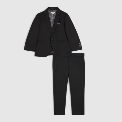 Mini Boys Black Blazer and Trousers Suit Set