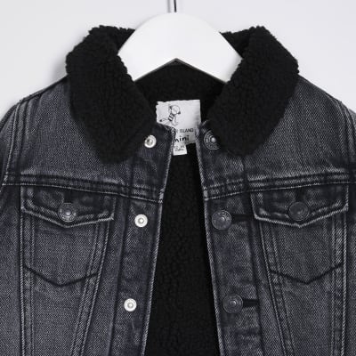 black borg lined denim jacket