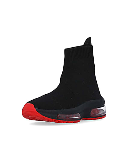 360 degree animation of product Mini boys Black Bubble sole sock trainers frame-0