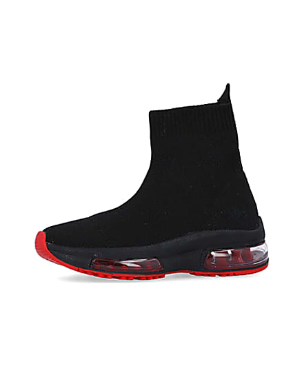 360 degree animation of product Mini boys Black Bubble sole sock trainers frame-2