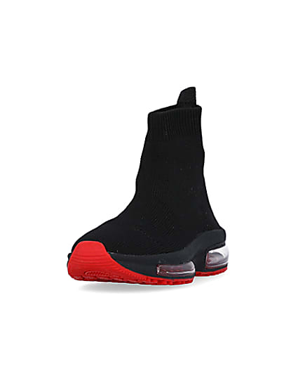 360 degree animation of product Mini boys Black Bubble sole sock trainers frame-23