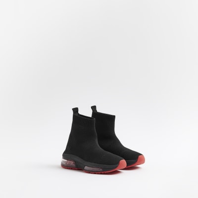 Mini boys Black Bubble sole sock trainers River Island