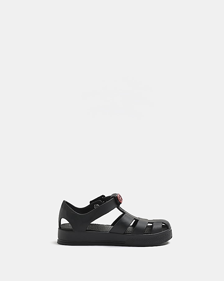 Mini boys black caged jelly shoes