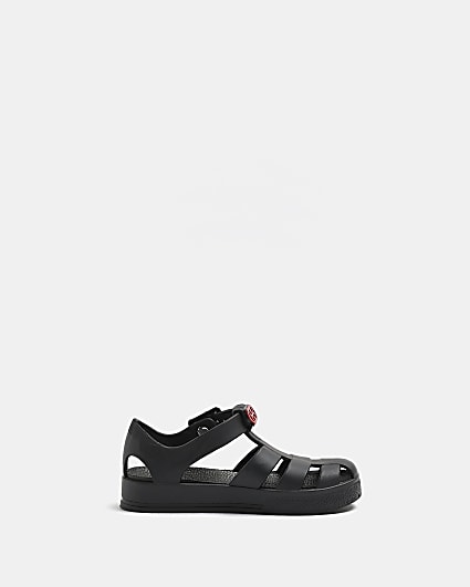 Mini boys black caged jelly shoes