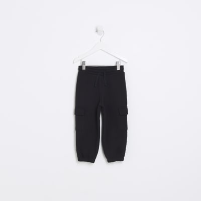 Mini boys black cargo joggers