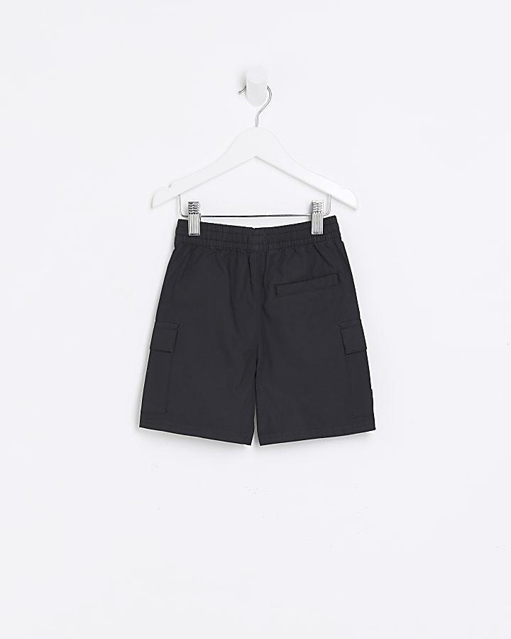 Mini boys black cargo shorts