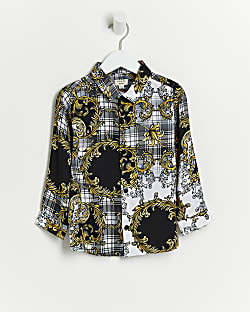 Mini Boys Black Check Baroque Shirt