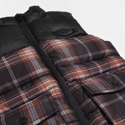 Mini Boys Black check colour block gilet