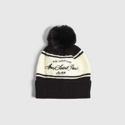Mini Boys Black Colour Block Beanie