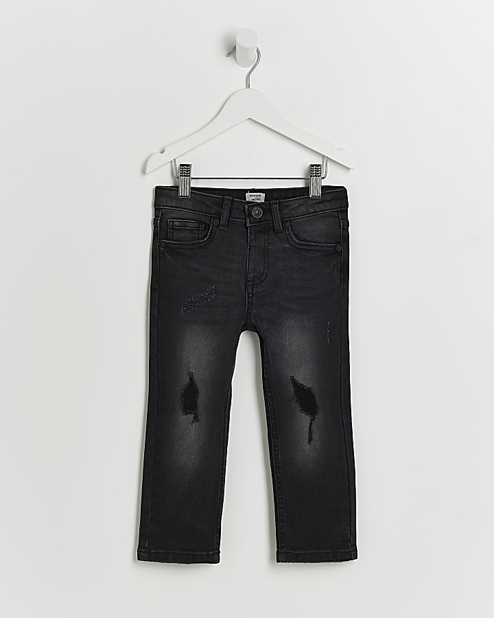 Mini Boys Black Denim Ripped Silm Fit Jeans