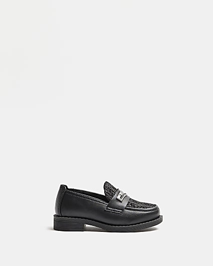 Mini boys black double snaffle loafers