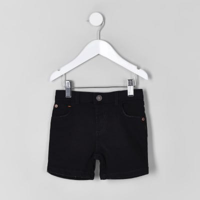 boys black denim shorts