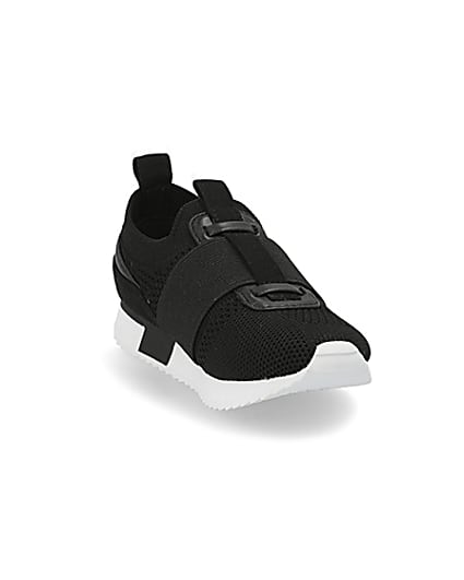 360 degree animation of product Mini boys black elasticated knitted trainer frame-19