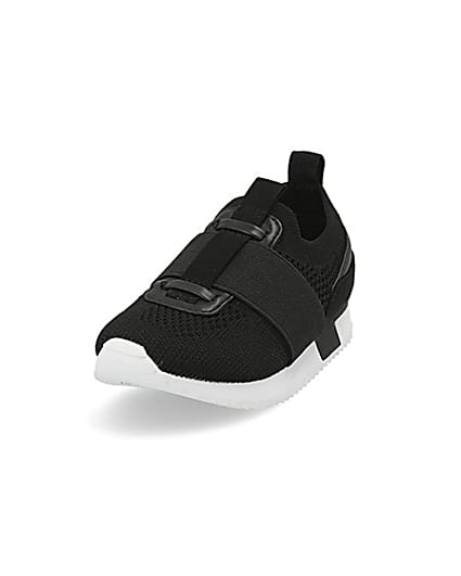 360 degree animation of product Mini boys black elasticated knitted trainer frame-23