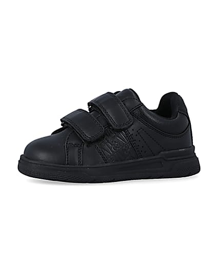 360 degree animation of product Mini boys black embossed velcro trainers frame-2