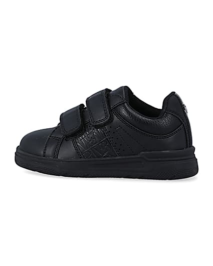360 degree animation of product Mini boys black embossed velcro trainers frame-4
