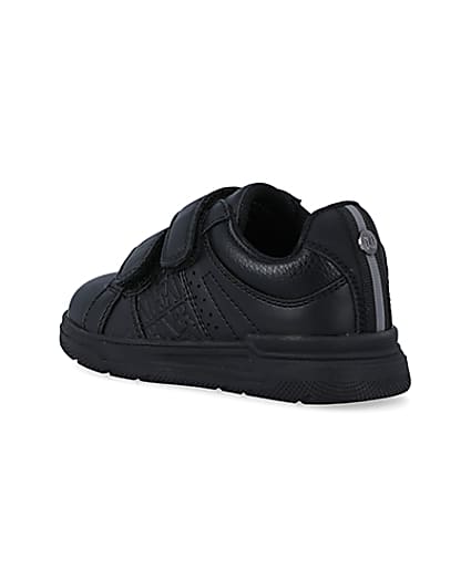 360 degree animation of product Mini boys black embossed velcro trainers frame-6