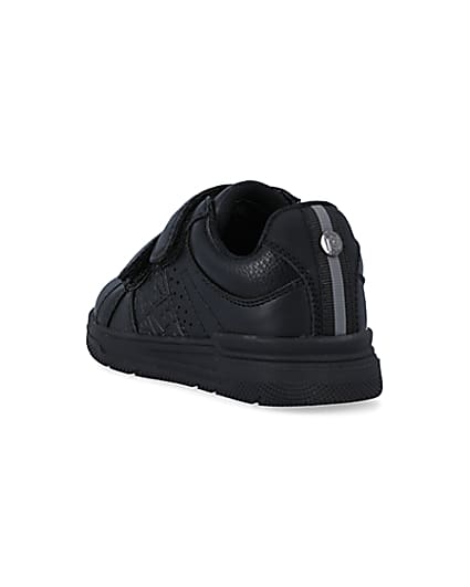 360 degree animation of product Mini boys black embossed velcro trainers frame-7