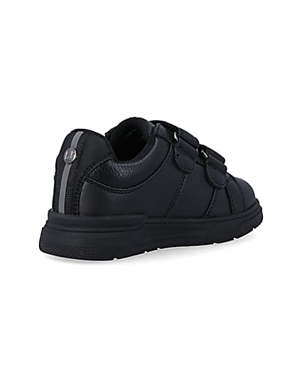 360 degree animation of product Mini boys black embossed velcro trainers frame-12