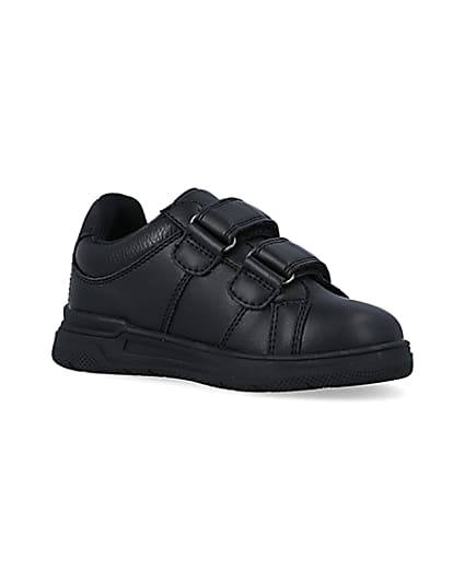 360 degree animation of product Mini boys black embossed velcro trainers frame-17