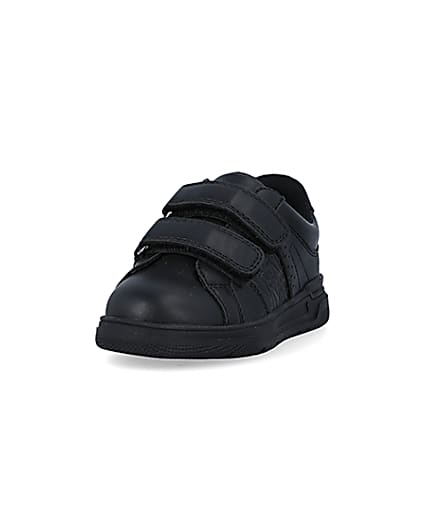 360 degree animation of product Mini boys black embossed velcro trainers frame-23