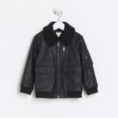 Faux leather boys outlet jacket