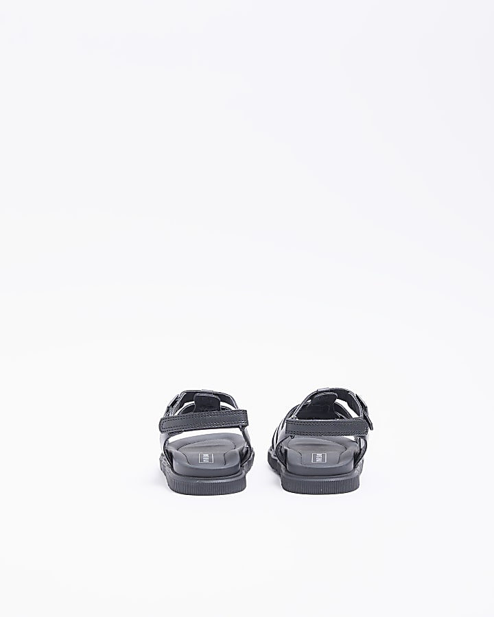Mini boys black faux leather buckle sandals