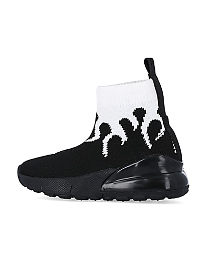 360 degree animation of product Mini Boys Black Flame HiGH Top Trainers frame-4